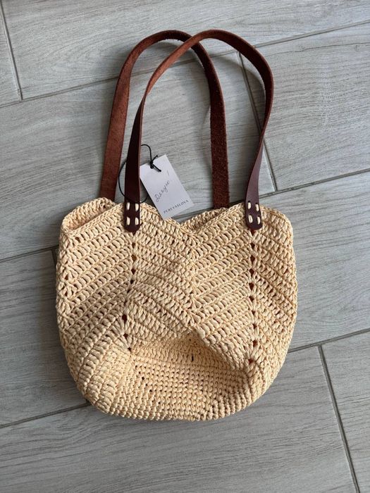 Сумка шопер з рафії, соломʼяна, пляжна