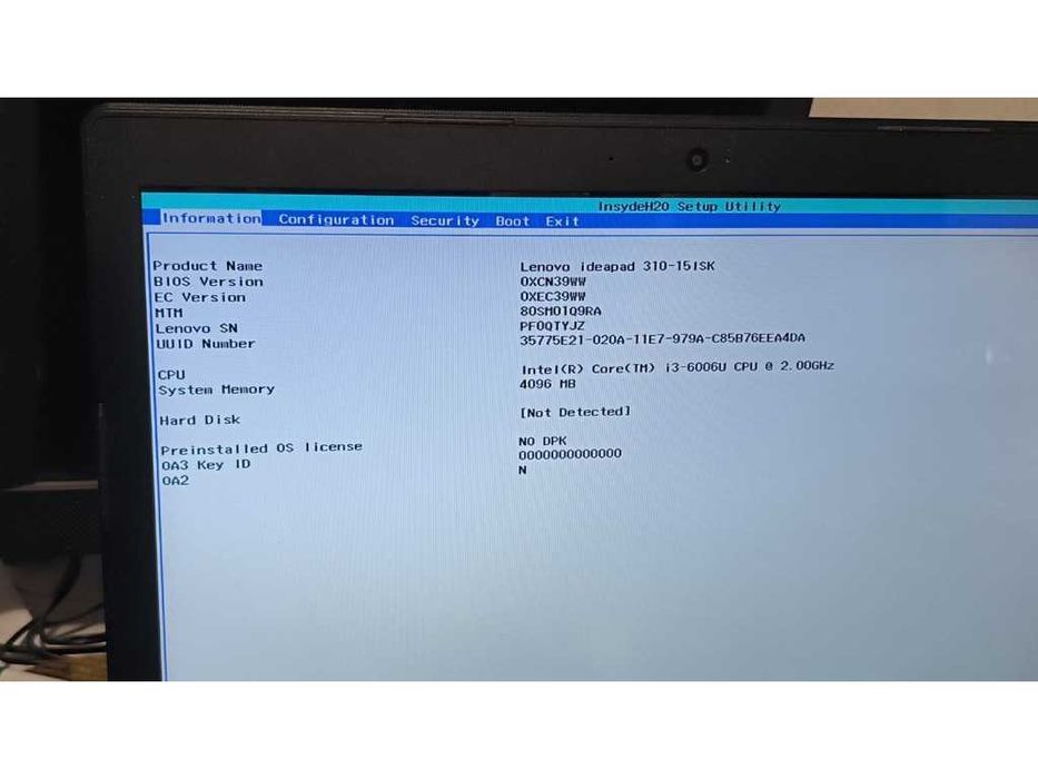 Ноутбук Lenovo ideapad 310-15iSK i3-6006u без SSD та зарядки
