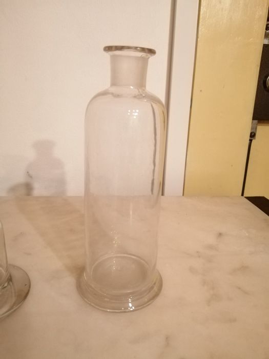 Frasco Vintage Farmácia cor âmbar vidro soprado manualmente (à mão)