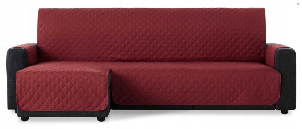 Narzuta na narożnik pikowana kanapę 200 czerwony lewy kapa ochraniacz