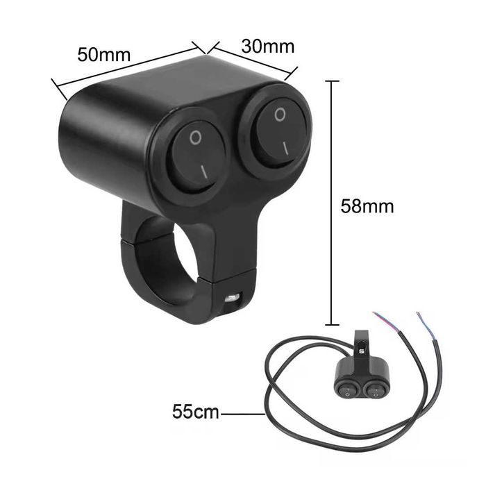 Interruptor alumínio duplo 2 posições - I e Off moto 22 mm