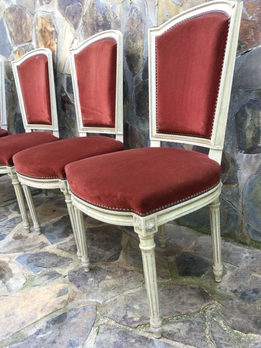 Cadeiras Centenárias Império Veludo vermelho 92 cm 8 unidades