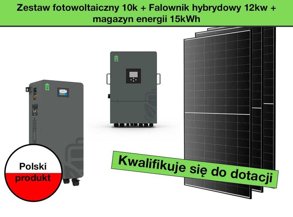 Kompletny zestaw PV 10kW + magazyn energii 15kWh + falownik 12kW – gotowy do montażu