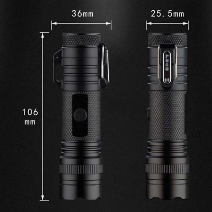 Зажигалка usb на 2 дуги с фонариком в подарочной упаковке.Цвет: черный