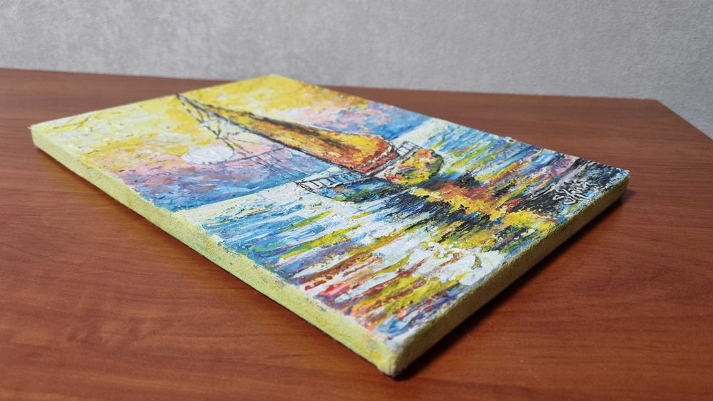 Картина "Кораблик" холст, акрил, на підрамнику  20х30 см