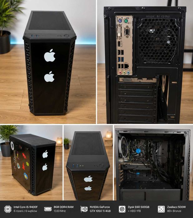 Komputer Stacjonarny i5-9400F | GTX 1050 Ti 4GB | 8GB RAM | SSD 500GB + HDD 1TB | Win 10