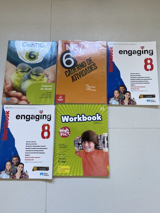 Cadernos de atividades de 5, 6, e 8 anos