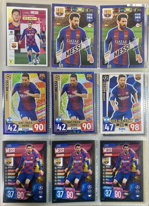 Cartas e Cromos Lionel Messi Argentina, Barcelona e Psg