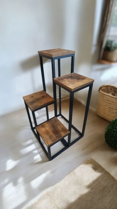 kwietnik metalowy czarny LOFT Stojak na doniczki stojak salonu balkon