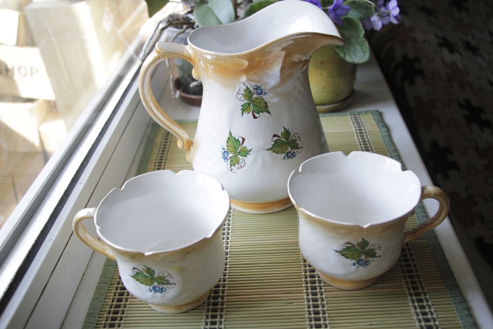 Чайная пара полонное, чашка Киев, молочник Рига, Довбыш,