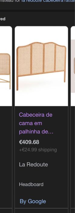 Cabeceira cama 160/170 em madeira + palhinha (rattan) 167x126 cm