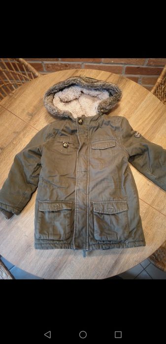 Mothercare gruba zimowa parka na futerku r. 116 stan b.dobry +