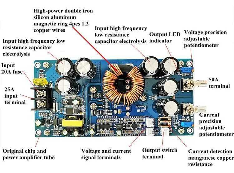 Понижающий преобразователь 800W 30A DC-DC 20-70V в 2.5-58V Драйвер