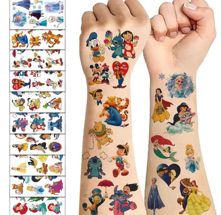 Tatuaże dziecięce Ariel Pinokio Pluto bajki DISNEY 5 arkuszy!