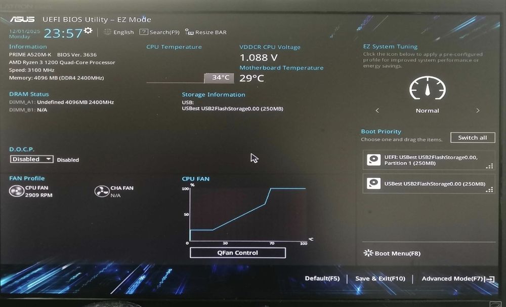 Материнська плата Asus prime A520m-k