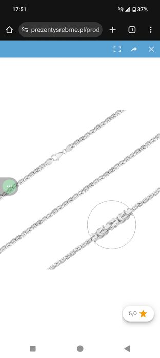 Srebrny Łancuszek  Męski Splot  Królewski 55 CM Srebro  925