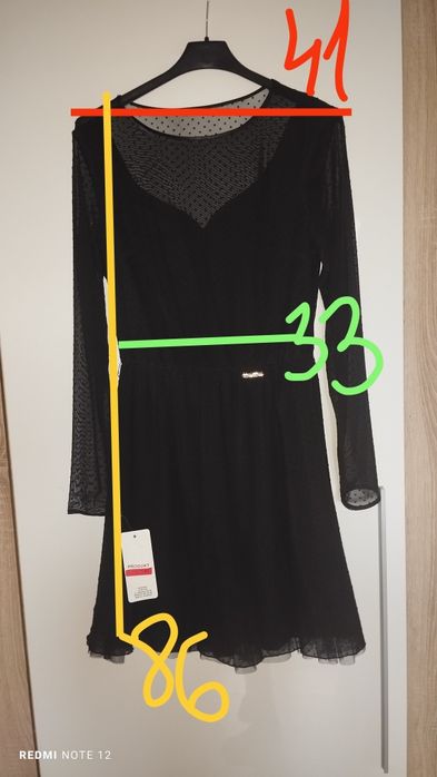 Sukienka czarna w kropeczki Magnes M komunia chrzest wesele