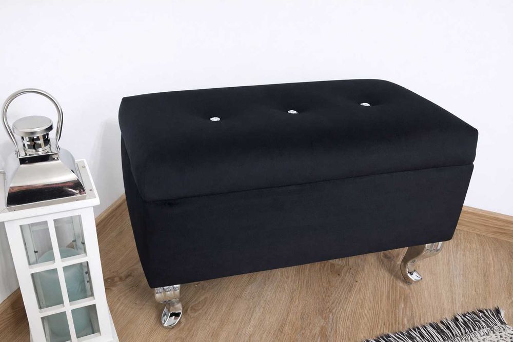 Ławka pufa puf otwierana 60 cm tapicerowana glamour schowek pojemnik na wymiar