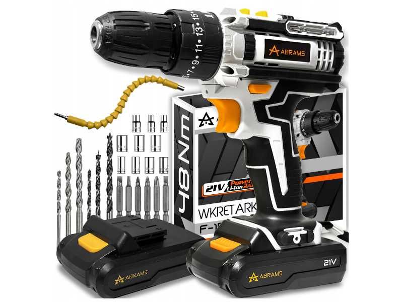 Wkrętarka akumulatorowa udarowa 21V 2x bateria 48Nm 1000W