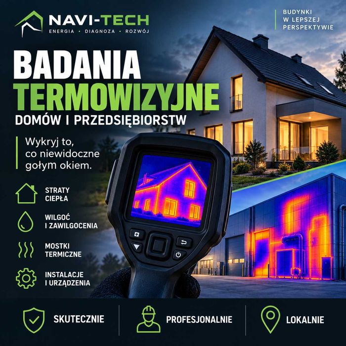 Badania termowizyjne domy, mieszkania, przemysł - Toruń i okolice.