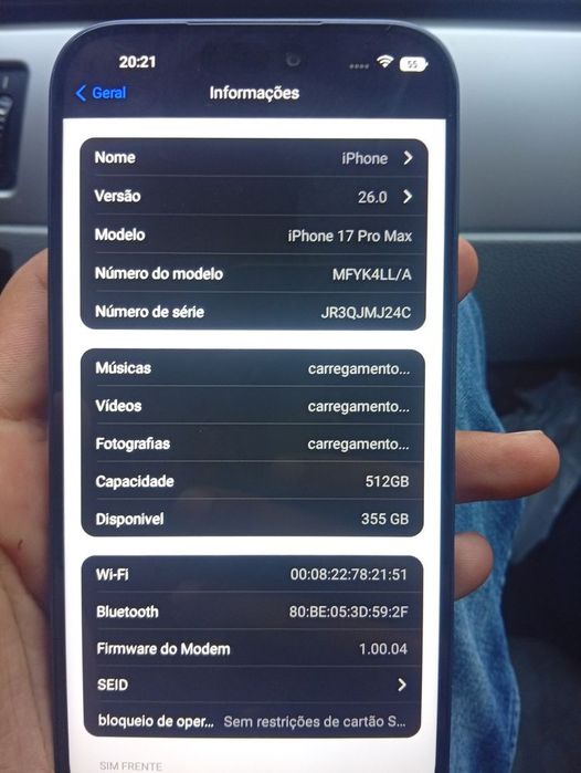 Vendo iPhone 17 pro max 512 Gigas bateria  100  novo na caixa