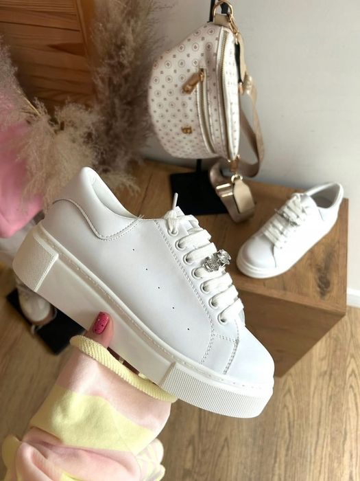 Sneakersy Buty Sportowe na Grubej podeszwie Purlina Skórzane 39