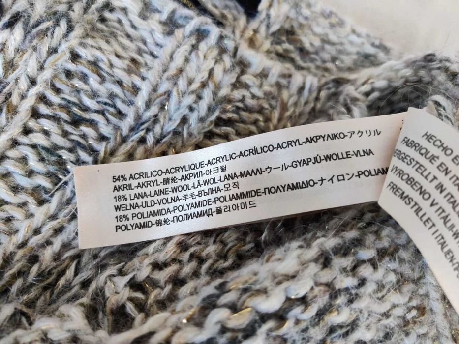 Suéter Pulôver Cinza Cáqui Chunky Tricotado Ouro Mohair Lã Aran M