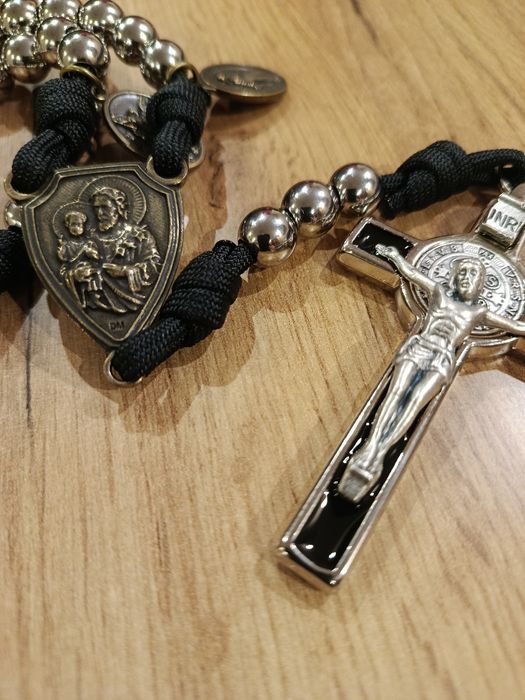 Różaniec paracord ,wojowniczy, stal nierdzewna 10mm