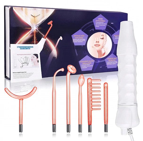 Darsonval Derma Wand 6 Elektrod Ozonoterapia Do Twarzy i Ciała