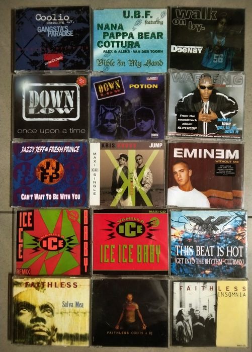 Rap single Eminem 2PAC Xzibit Jay-z Puff Daddy Vanilla Ice Coolio Warren G Down Low Faithless Joung Deenay płyty CD