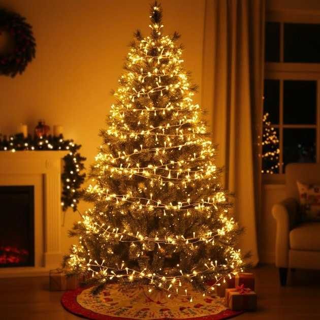 Яркая гирлянды-«нить» для украшения ёлки и интерьера. В ассортименте!