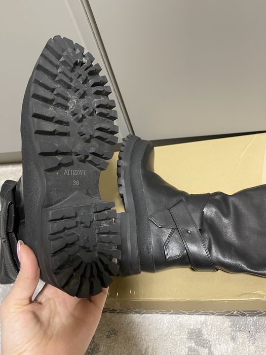 Шкіряні єврозимa attizzare чоботи сапоги 36 ботфорти зимние кожаные