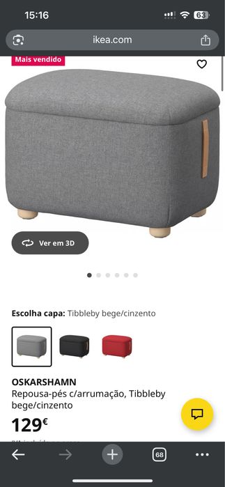 Poltrona + repousa pés com arrumação Ikea