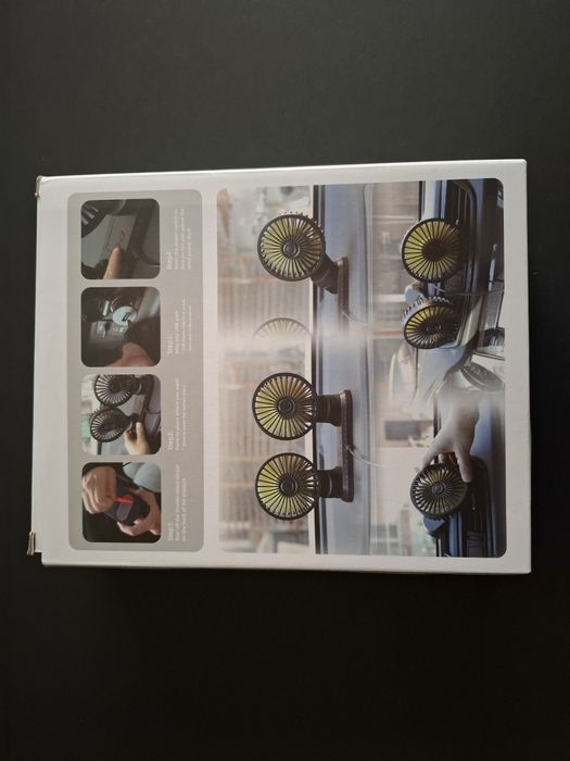 Ventoinha USB para carro ou secretária com duas cabeças rotativas