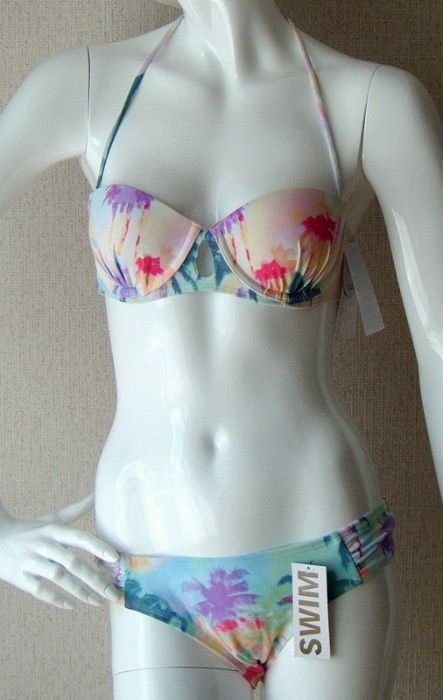 Bikini 40B L 85B  kwiaty print kostium strój kąpielowy push up floral