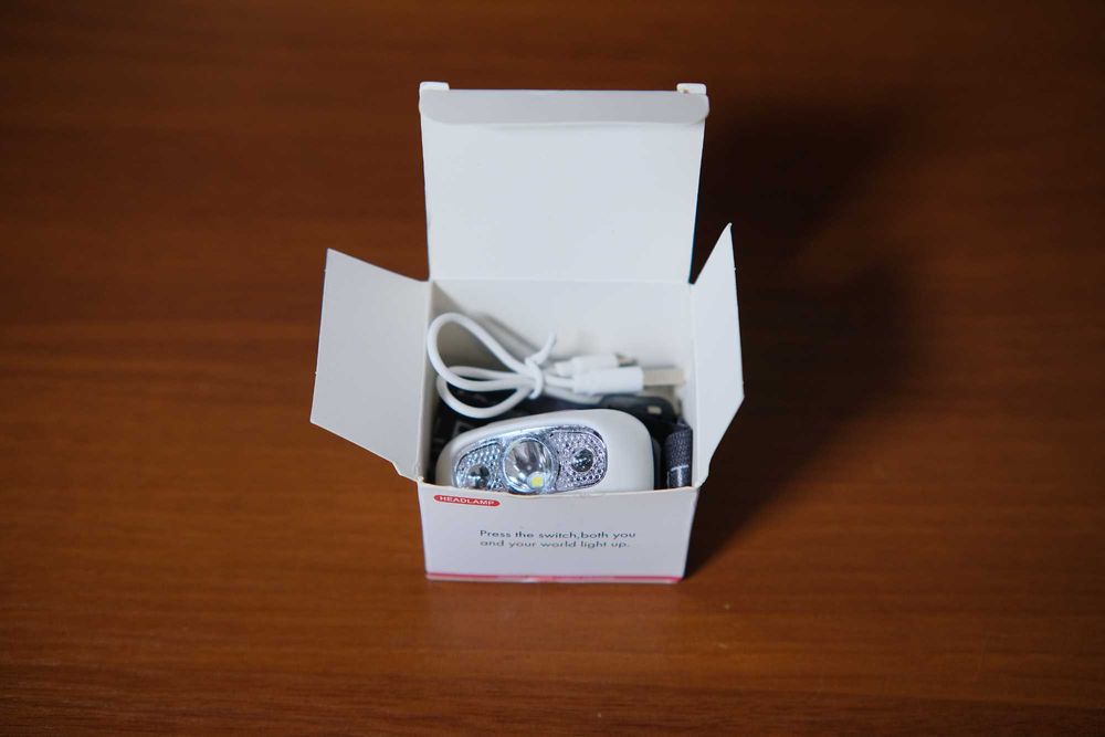 Налобний ліхтарик з датчиком руху на акб, LED фонарик.