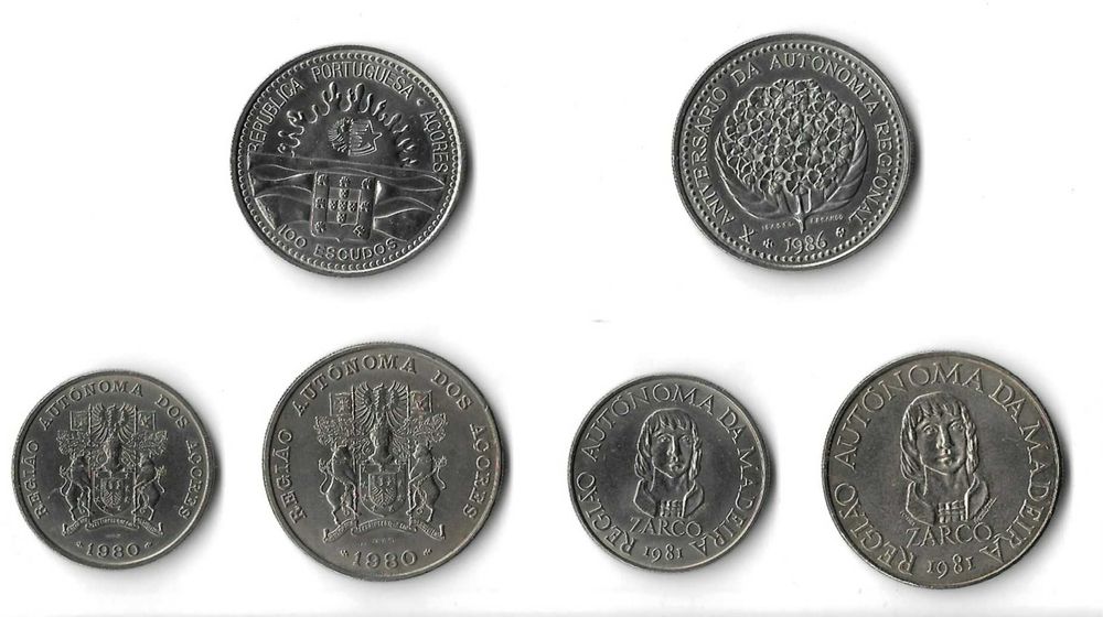 Açores e Madeira - 6 Moedas Comemorativas