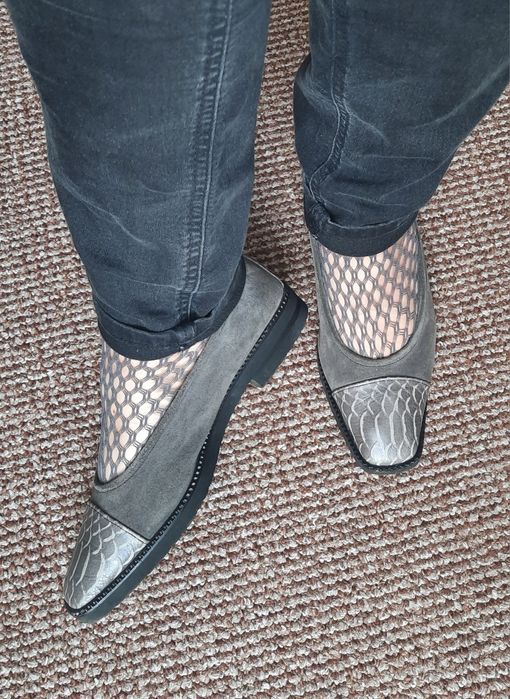 Skórzane damskie grafitowe buty 38,5/39r
