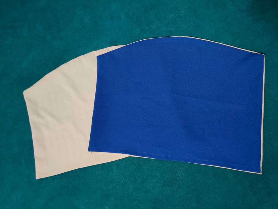 Короткие чехлы на спинку стульев. 2шт. синий и молочный цвет