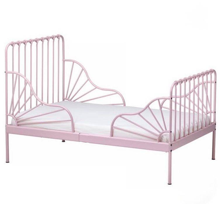 MINNEN Estrut cama ext c/estrado ripas, rosa claro, 80x200 cm