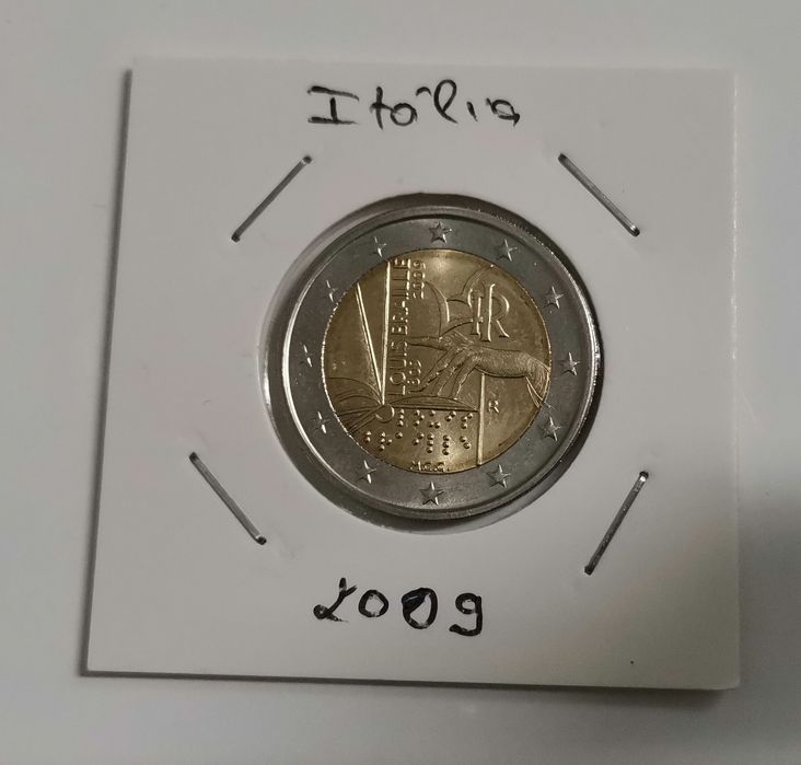 Itália 2009 - Moeda dec2€ UNC comemorativa Braille
