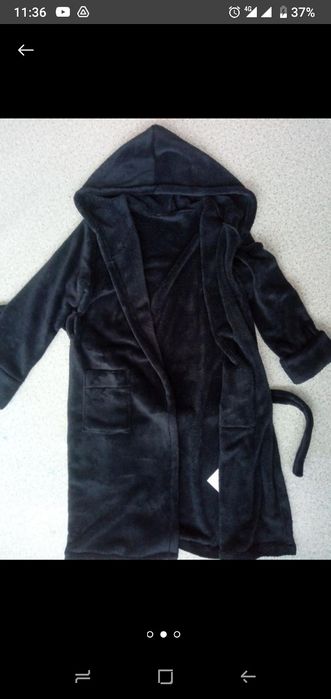 Чорний теплий і м'який халат. Розміри