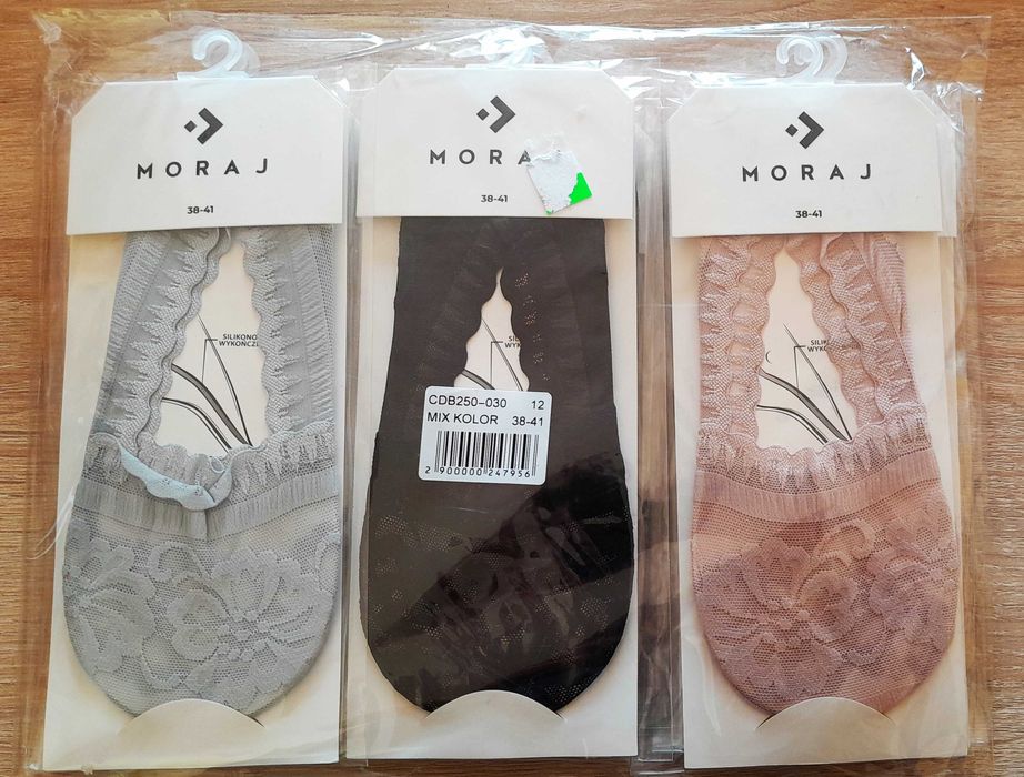 Zestaw 12 par skarpetek MORAJ stopki koronkowe NOWE  (rozmiar38-41)
