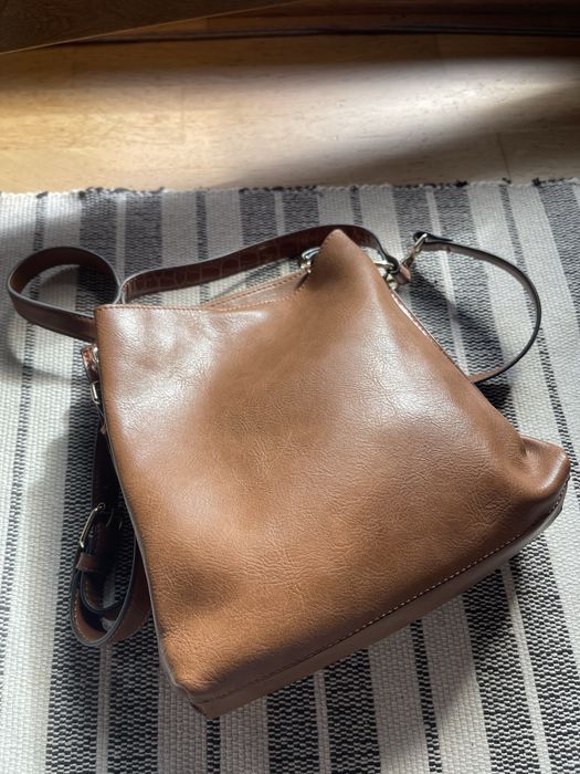 Torebka Bucket Bag Camel Zara Style Minimalistyczna