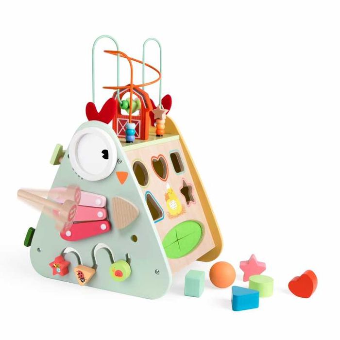 Wesoła kurka sorter przeplatanka. kostka edukacyjna 10w1