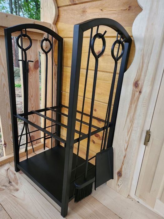 Kosz na Drewno Kominkowe Stojak Metalowy Akcesoria Przybory do Kominka