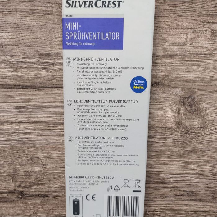 Mini wentylator z natryskiem SilverCrest