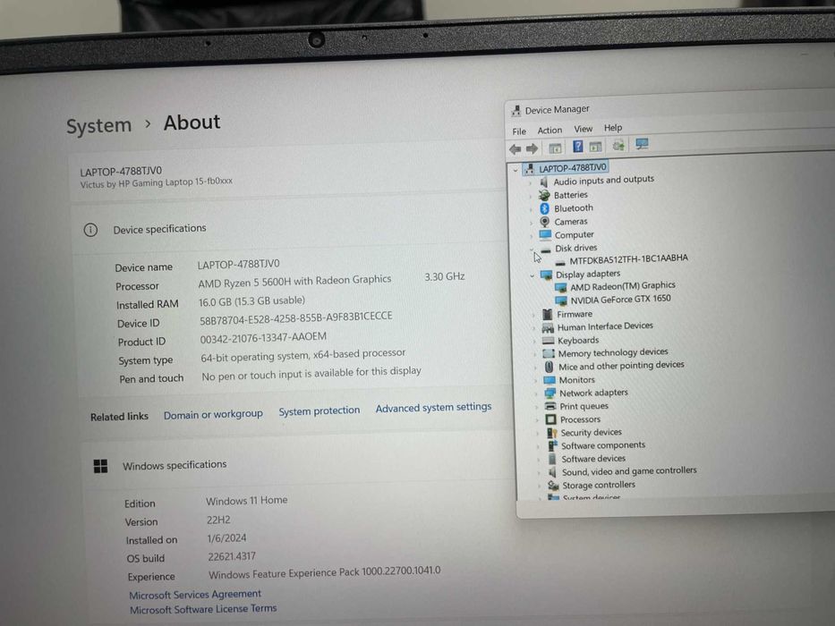 Ігровий Ноутбук HP Victus 15-FB0121NR /Ryzen 5 5600H/16/256/GTX 1650