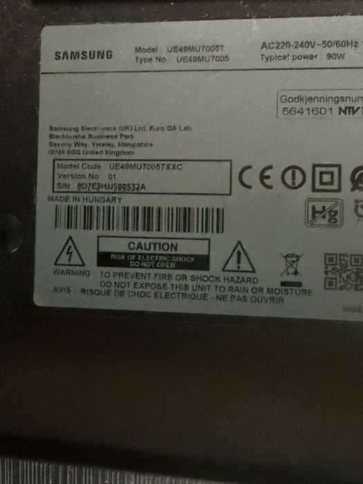 Lcd led Samsung Ue49mu7005T com ecran pattido pata peças