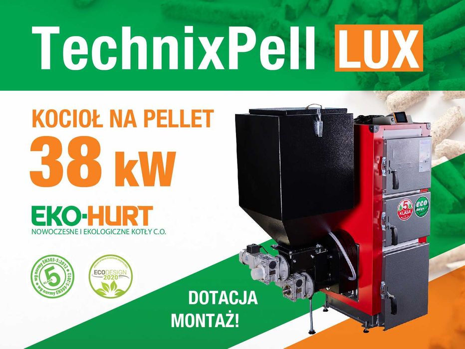 Kocioł TechnixPell Lux 38kW na pellet z certyfikatem ECODESIGN dotacja